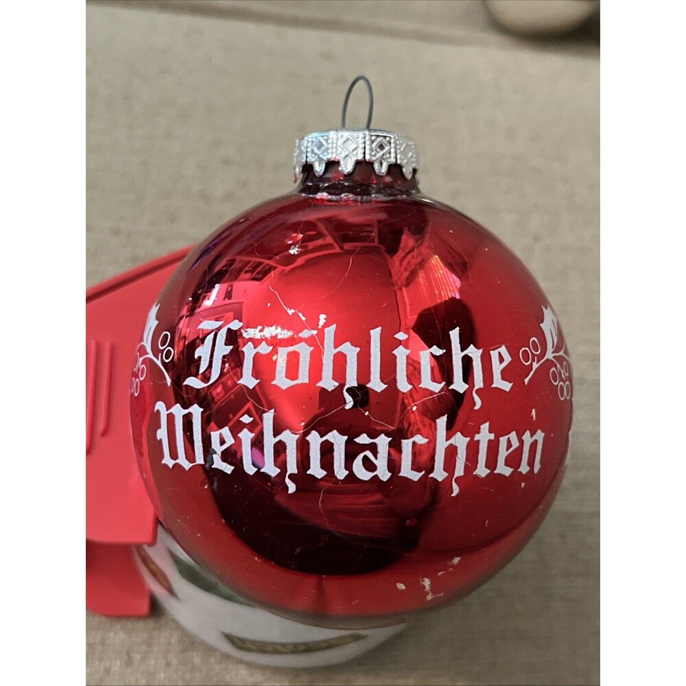 Bronner's Glass Christmas Ornament German Customs Fröhliche Weihnachten Germany